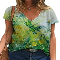 Veličina S-5XL Žene Ležerne prilike Summer Short Leaseve Baggy Tops Bluza Dame Floral Print V izrez