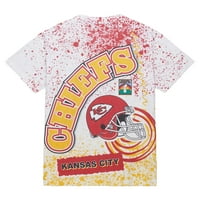 Muški Mitchell & Ness White Kansas Chiefs Chiefs Tim Burst sublimirana majica