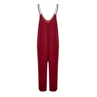 Ljetne pantalone za žene Ležerne prilike Lagane žene Ljeto Europska i američka remena punog džepa casual kombinezon crveni XL