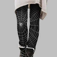 Slaba ušteda runo obložene tajice za žene Halloween High Squaist rastezljive tople termalne hlače Elastične gamaše hlače crna
