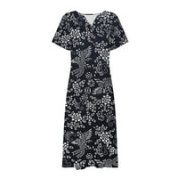 FOPP prodavač ženska haljina V-izrez Dugme s kratkim rukavima cvjetni print s džepovima crna s