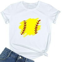 Ženski bejzbol print o vrat bluza s kratkim rukavima na vrhu majica