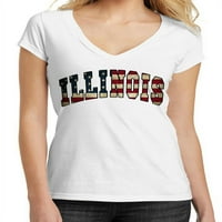 Junior's Illinois USA zastava B TEE Ply bijeli majica s V-izrezom srednje bijela