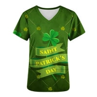 Dnevne košulje u St Patricku za žene Ležerne prilike modne djeteline Print V-izrez Džepne rukave kratkih