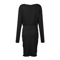 HHEI_K Hladne haljine za žene za žene Žene pune boje dugih rukava s patentnim zatvaračem na zip seksi