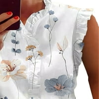 LUENCEO ženske majice cvjetni ispis bluza bez rukava na vrhu dame casual tunika gornja labava V izrez