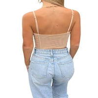 Xkwyshop Žene Ljeto Camisole Solid Boja Špageti kaiš bez rukava bez rukava Bodycon Cremberped tenkovi