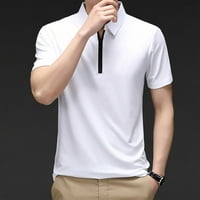 Muške majice sa čvrstim bojama zatvarača skrenite rever s kratkim rukavom uredske klupske košulje