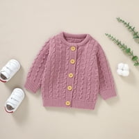 Ketyyh-Chn Baby Girls Cardigan Girls gumb niz dugi rukav Mekani pleteni kardigan džemperi Pink, 86