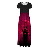 Ženska haljina za Noć vještica Jesen odmorski dvorac Šareni ispisani kratki rukav kratki rukav dress