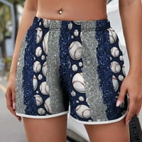 Ženske kratke hlače za ljetne platnene pločeHorts bejzbol ispis kupaćih trupa casual elastični struk