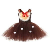Dječja djevojka Božićne kostime Reindeer Cosplay haljina Tuthu Tutu haljina za glavu Red nos rukave
