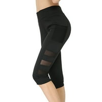 Ženska 7-tačka tekuće sportske tajice Side Pocket Mrežne joge hlače s pilingom Hlače žene, XL