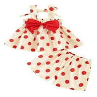 Allshope Baby Girl Ljetna odjeća set tat print Bowknot bez rukava s rukavima na vrhu elastične strugove