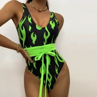Mikilon ženski novi ispisani kupaći kostimi za kupaće kovice bez leksa Kineski stil bikini l zeleno