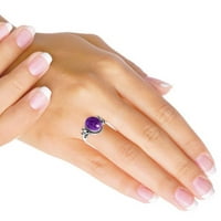 Sterling srebrni prsten za žene - tinejdžeri ljubičasti prirodni ametist dragulja Srebrni prsten februar