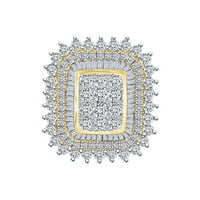 3. CTTW Round & Baguette Cret Prirodni dijamantski prsten za dijamant u 10K čvrsti žuto zlatni prsten