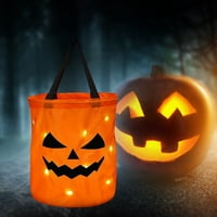 Osvetlite torbu za slatkiši za Halloween, LED bundeve trik ili liječite kantu za djecu Goody Tote torba