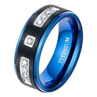 Crni i plavi pozlaćeni AAA CZ Matte Titanium čelični prsten za muškarce Vjenčani bend MAN prsten