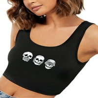 Trowwalk Dame Cisterne vrhove Cropped Ljeto Top TOP majice bez rukava Plaža Slim Fit Bluza Skull Print