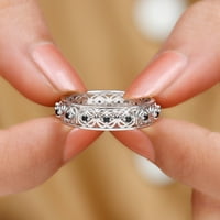 Vintage inspirirani prsten - laboratorija kreirala Crni dijamantski keltski čvor vječni prsten, sterling