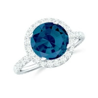Jewels Rosec - 3. CT London Blue Topaz Prsten sa dijamantnim naglaskom, klasičnim Blue Topaz zaručnički