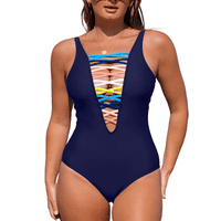 ROASO ženska čipka dubokog v seksi monokini kupaći kostim crna plaža jednim kupaćem kostimu