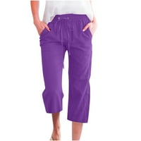 Capris za žene Ležerne ljetne klirenske pantalone s visokim stručnim labavim duksevima sa džepovima