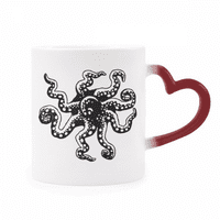 Morski životni hobotnica Crna ilustracija Toplinska osjetljiva kriglica crvena boja Promjena kamenog softvera