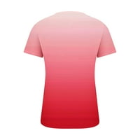 Ženski kratki rukav modni V izrez Print casual labave košulje vruće ružičaste m