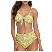 B91XZ bikini visokog struka bikini za žene kupaći kostim set bandeau žene bikini kupaći kostimi za plažu Brazilska push-up zavoj žuta, s