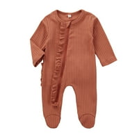 Canrulo novorođenče Dječak Dječak FOOTIE PAJAMAS ruffle romper jedna kombinezonska odjeća narančasta