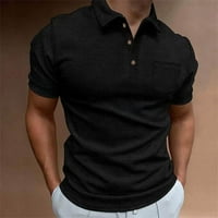 Njoeus majice za muškarce Ljeto Udobne boje Thirt Men Casual Solid Clantdown Pulover modni gumb kratkih