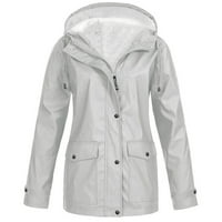 Miluxas kišni kaputi za žensko čišćenje vodootporne s kapuljačom laganim casual anorak putovanja planinarski jakne s džepovima sive 4