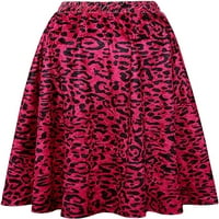 Ženski visoko struk gudački velvet leopard ruffled line maxi duge ljuljačke suknje