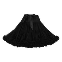 Vedolay midi suknja sa prorezom Ženska plus veličina cvjetna tiskana papirnim jagom strukom Frill Trim Boho kratka suknja, crna jedna veličina
