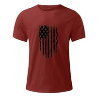 Clearice Muške košulje 4. jula Američki tees Crew izrez Pulover majica kratkih rukava majica vino xl