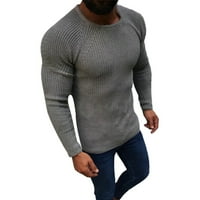 Muška jesen zimska pletena džemper duks slim fit fit s dugih rukava posada pulover vrhova