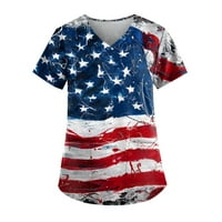 SKSLOEEG CRIPBS vrhovi za žene plus veličine američke zastave zvijezda Print Patriotsko piling košulje