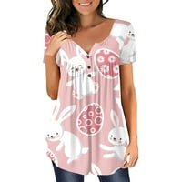 koaiezne uskrsne ženske kratkih rukava Crt Crct zečje jaje tiskane majice Top casual slim majice Tee bluza Žene na vrhu Ljetne haljine za žene