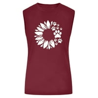 Cleariance Ženske grafičke tenkove Ljeto majice bez rukava Sunflower Ispiši Ležerne prilike Crew Crt Lable Fit Basic Bluzes
