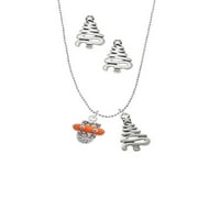 Delight nakit silvertonski kristal narančasti spinner srebrni ton zig zag božićne stablo šarm ogrlice