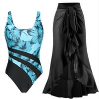 Push up Bikini vrhovi, ženski jedno kupaći kostim s plažom Cover Up Wrap Suktin Retro cvjetni print