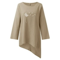 Toto majice za žene od rukava s cvjetnim printom posade nepravilno rub top majica casual posteljina