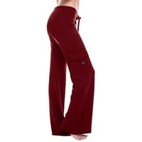 Inleife pune pantalone za žene za žene jesenski radnik izlaze gamaše strije lista žerno dugme džep yoga