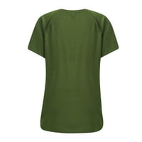 Ženski vrhovi kratkih rukava tiskana bluza Neovisnost dame Dame Ljetna tunika vrhova V-izrez Moda zelena 5xl