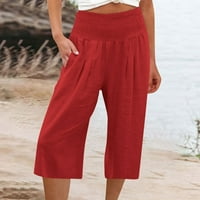 Iuhan Womens Capri Yoga hlače široke noge elastične struke salonske hlače labave čim vježbanje hladnjaka