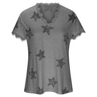 Bigersell labave majice za žene Ljeto V-izrez casual udobne zvijezde čipka atmosfere osjećaj čipka majica