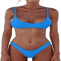 Ženski brazilski tang bikini setovi visoko rezani kupaći kostimi podstavljeni izrez push up gornje kupalište,