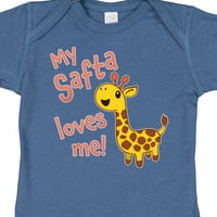 Inktastic Moj Safta voli me - slatka Giraffe poklon baby boy ili baby girl bodysuit